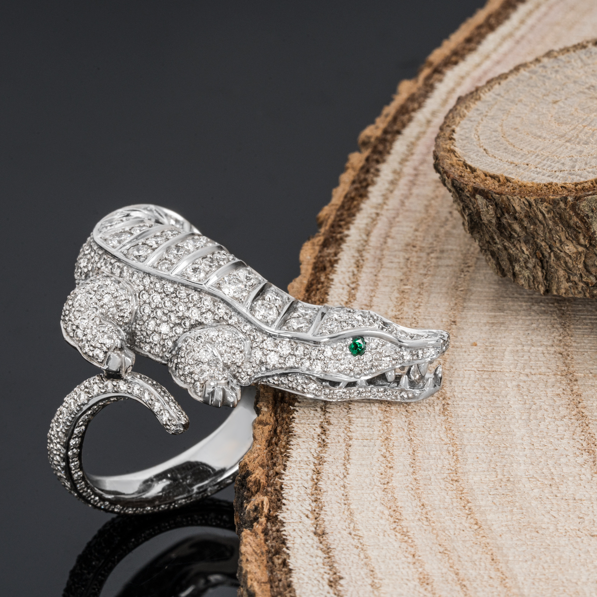 Platinum Diamond Set Alligator Ring 5.75ct TDW